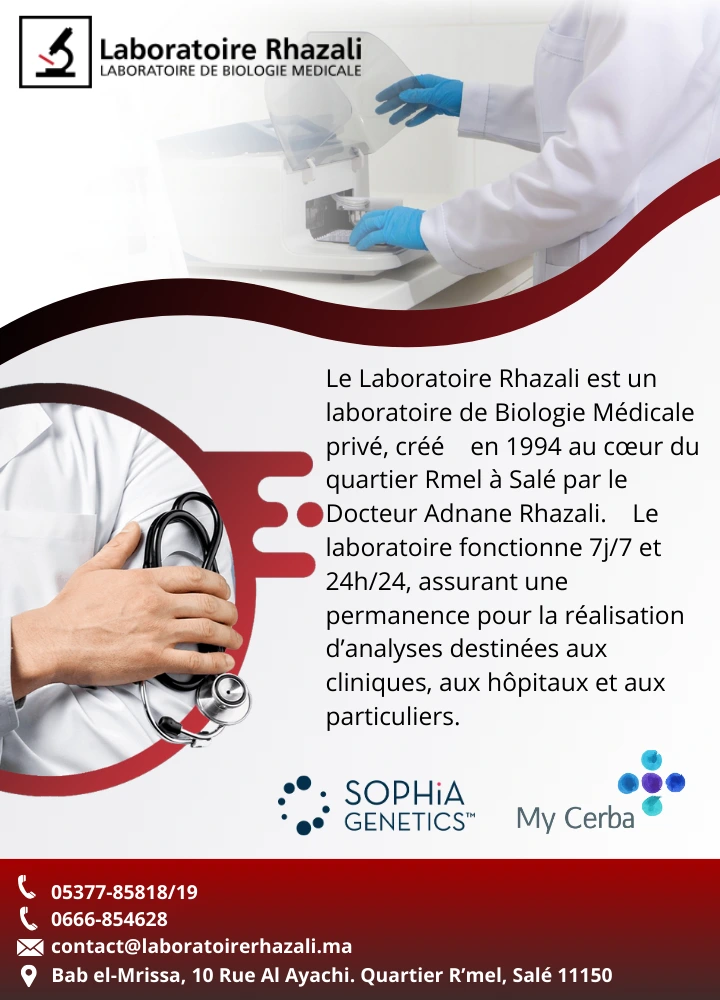 Page Laboratoire Rhazali d'Analyses Médicales