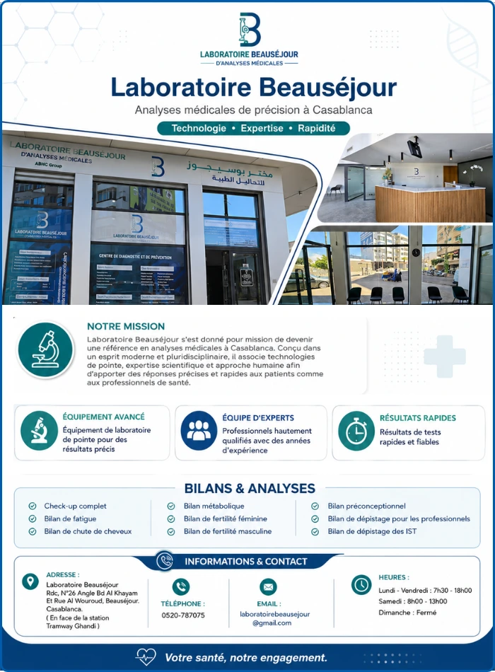 Page Laboratoire Beauséjour d'Analyses Médicales 